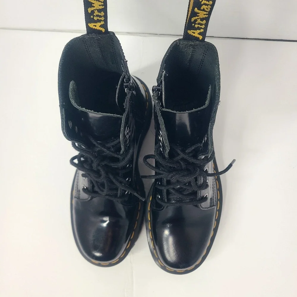 Dr Martens Jadon Black Patent Platform Chunky Side Zip Boot US 6 M 7 W EU 38